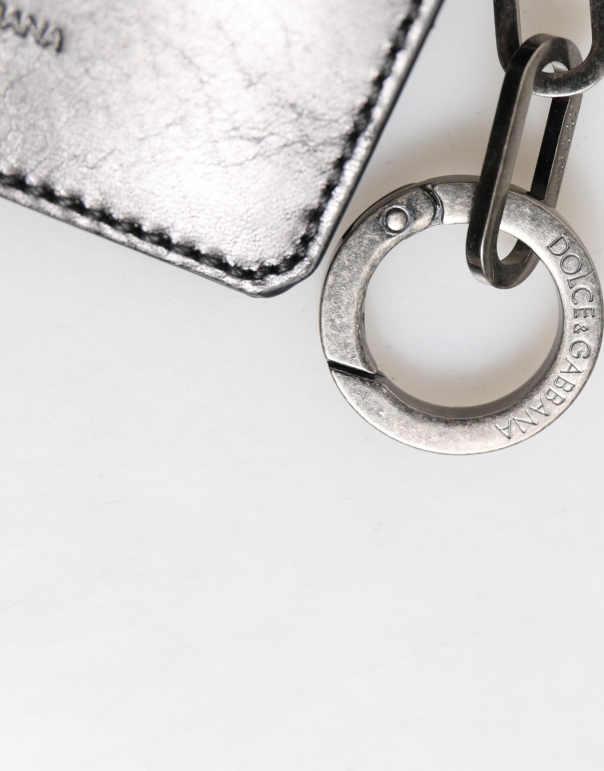 Dolce & Gabbana Portemonnee Zwart Lederen Logo Reliëf Sleutelhanger Kaarthouder Portemonnee