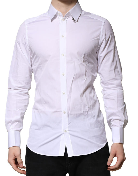 Dolce & Gabbana White Cotton GOLD Long Sleeves Formal Shirt