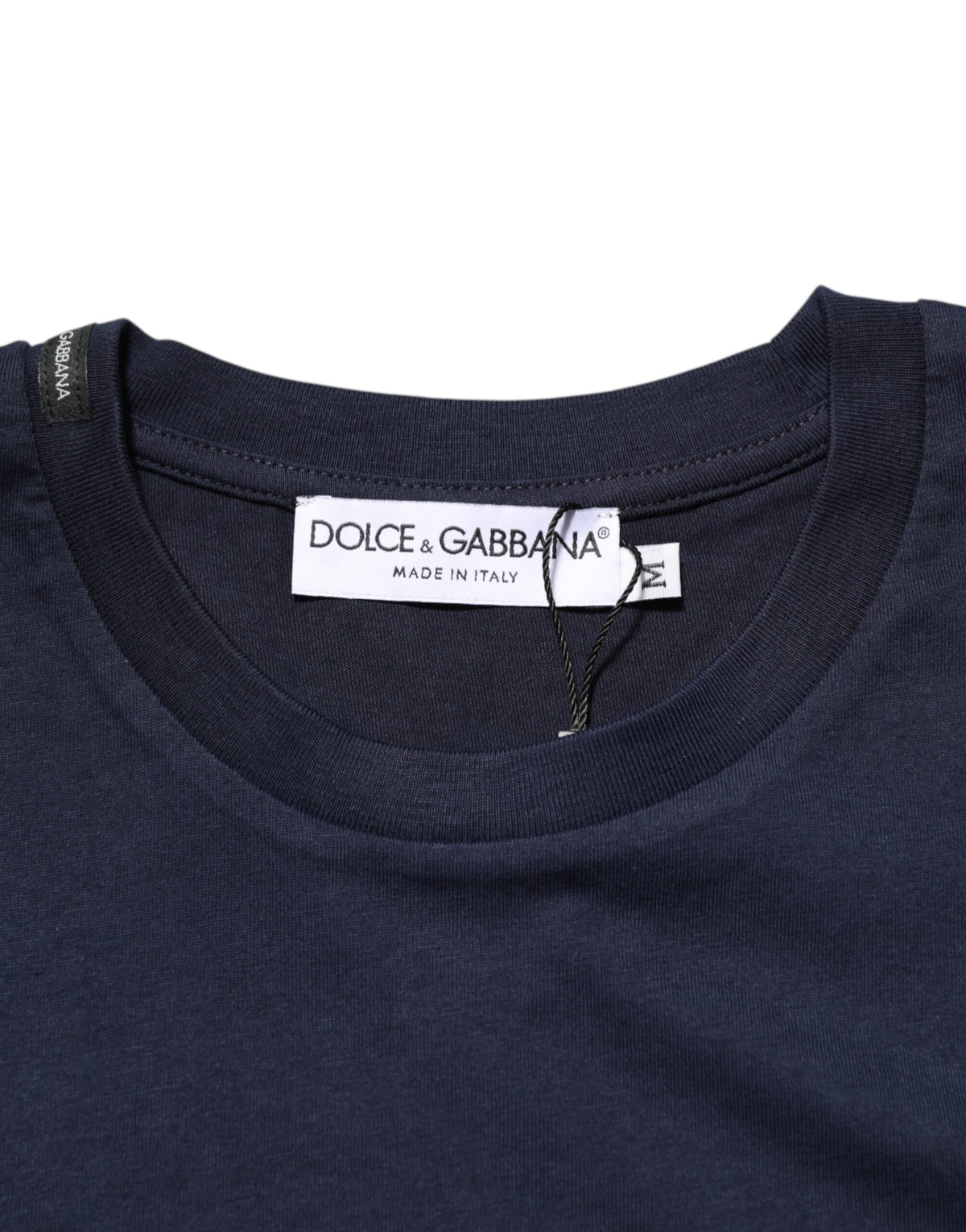 Dolce & Gabbana Dunkelblaues Baumwoll-T-Shirt für Herren mit DG-Logo-Print