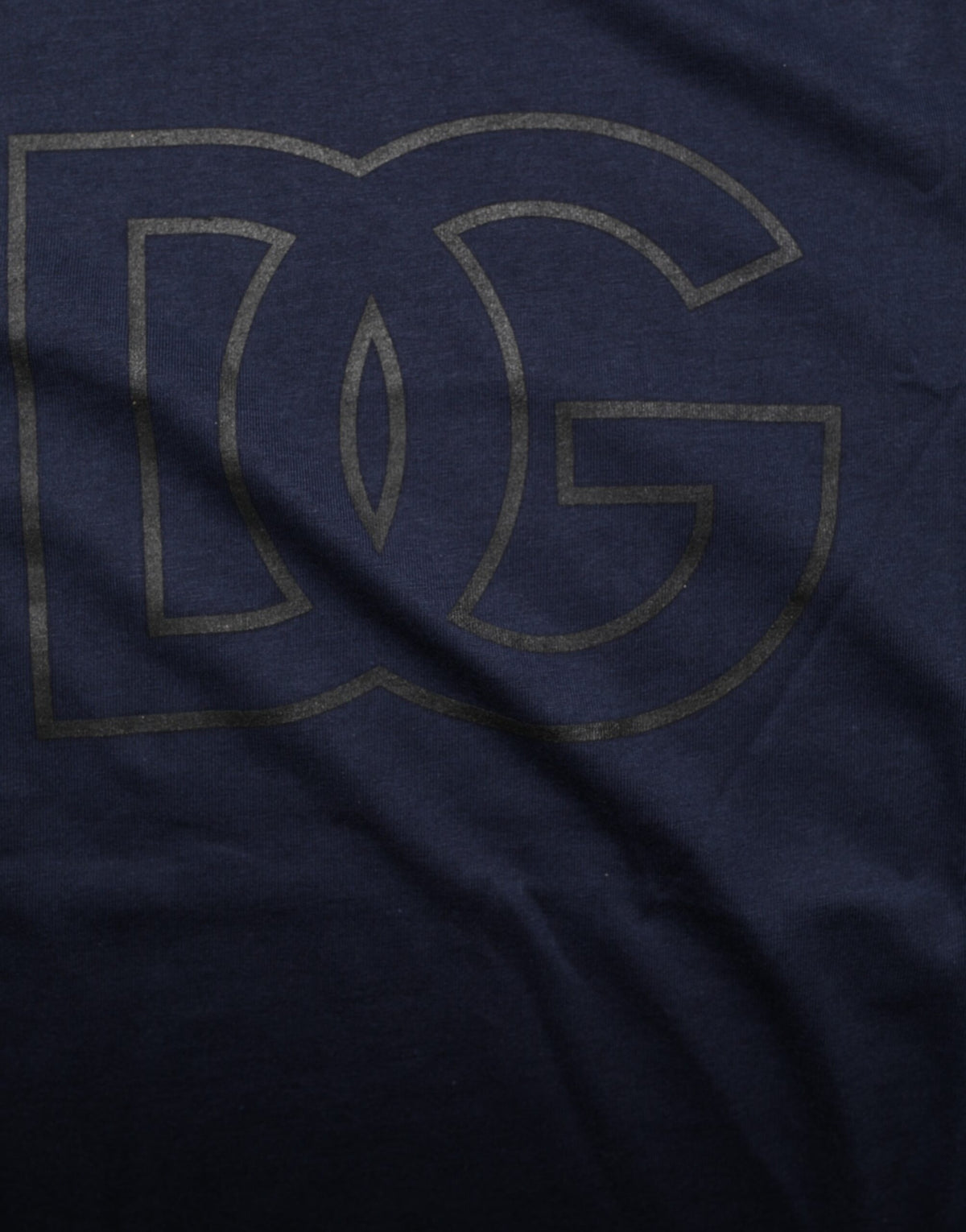Dolce & Gabbana Dunkelblaues Baumwoll-T-Shirt für Herren mit DG-Logo-Print