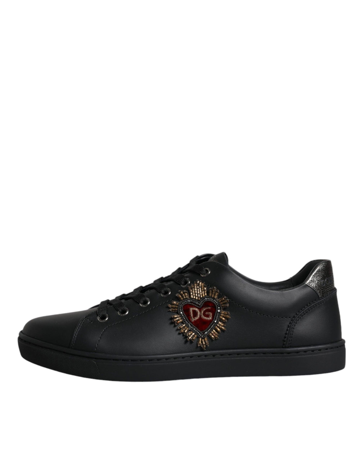 Dolce & Gabbana Black London Sacred Heart Men Sneakers Shoes