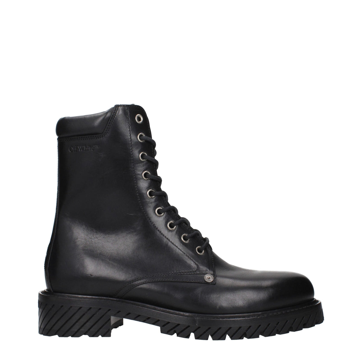 Off-White Black Leather Ankle Boots