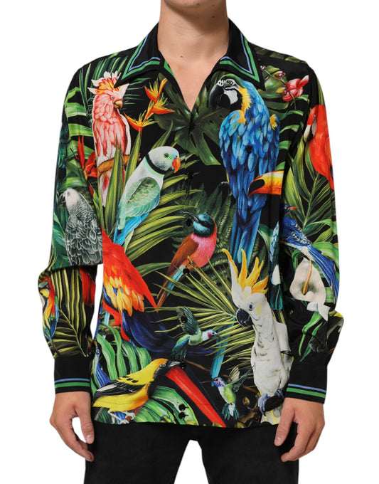 Dolce & Gabbana Multicolor Parrot Print Lounge Casual Shirt