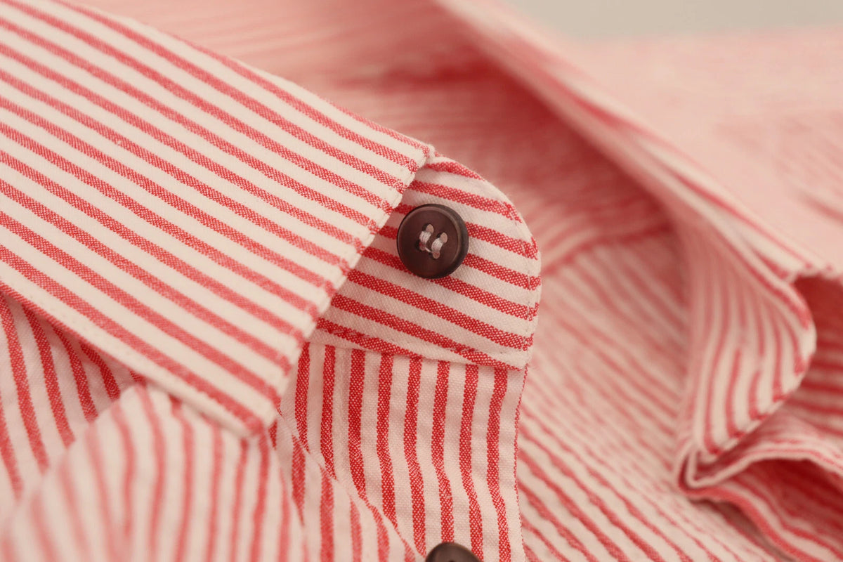 Dolce & Gabbana Red White Striped Cotton Short Sleeve Shirt